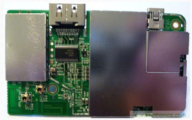 圖(f)：PTV3000流媒體適配器拆解過程。