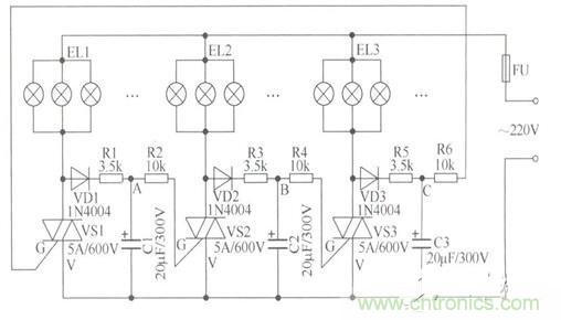 大功率&ldquo;流水式&rdquo;廣告彩燈控制電路