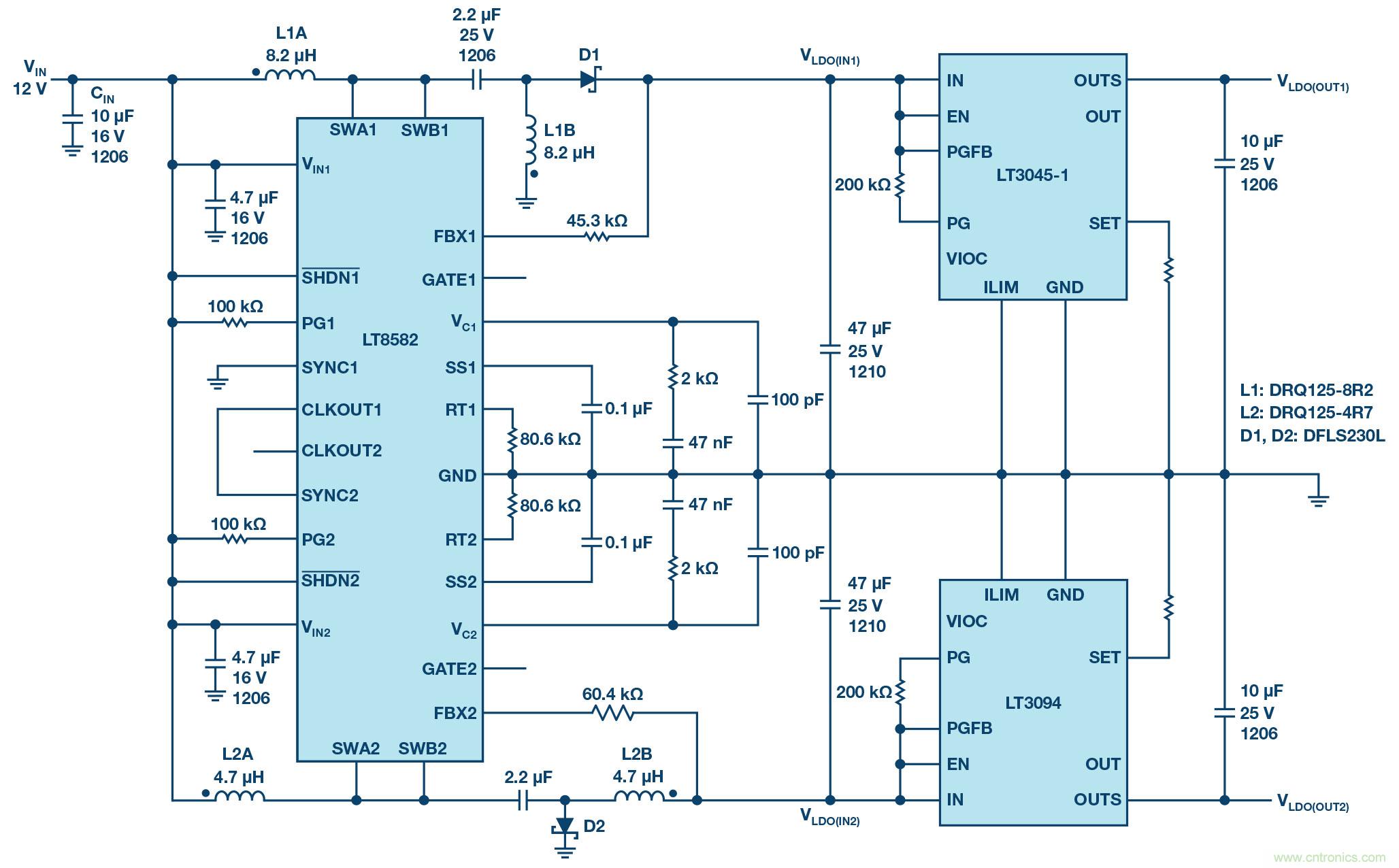 負線性穩壓器在1MHz下具有0.8&mu;V RMS噪聲和74dB電源抑制比