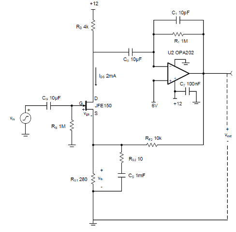 如何使用分立式 JFET 放大低噪聲電路中的小信號？